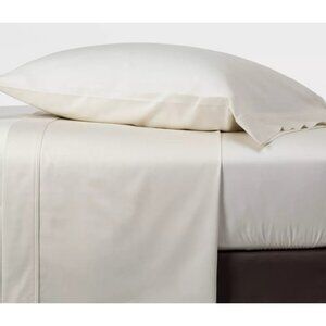 Threshold Full Size 100% Cotton Sateen Sour Cream Color 4 Piece Sheet Set